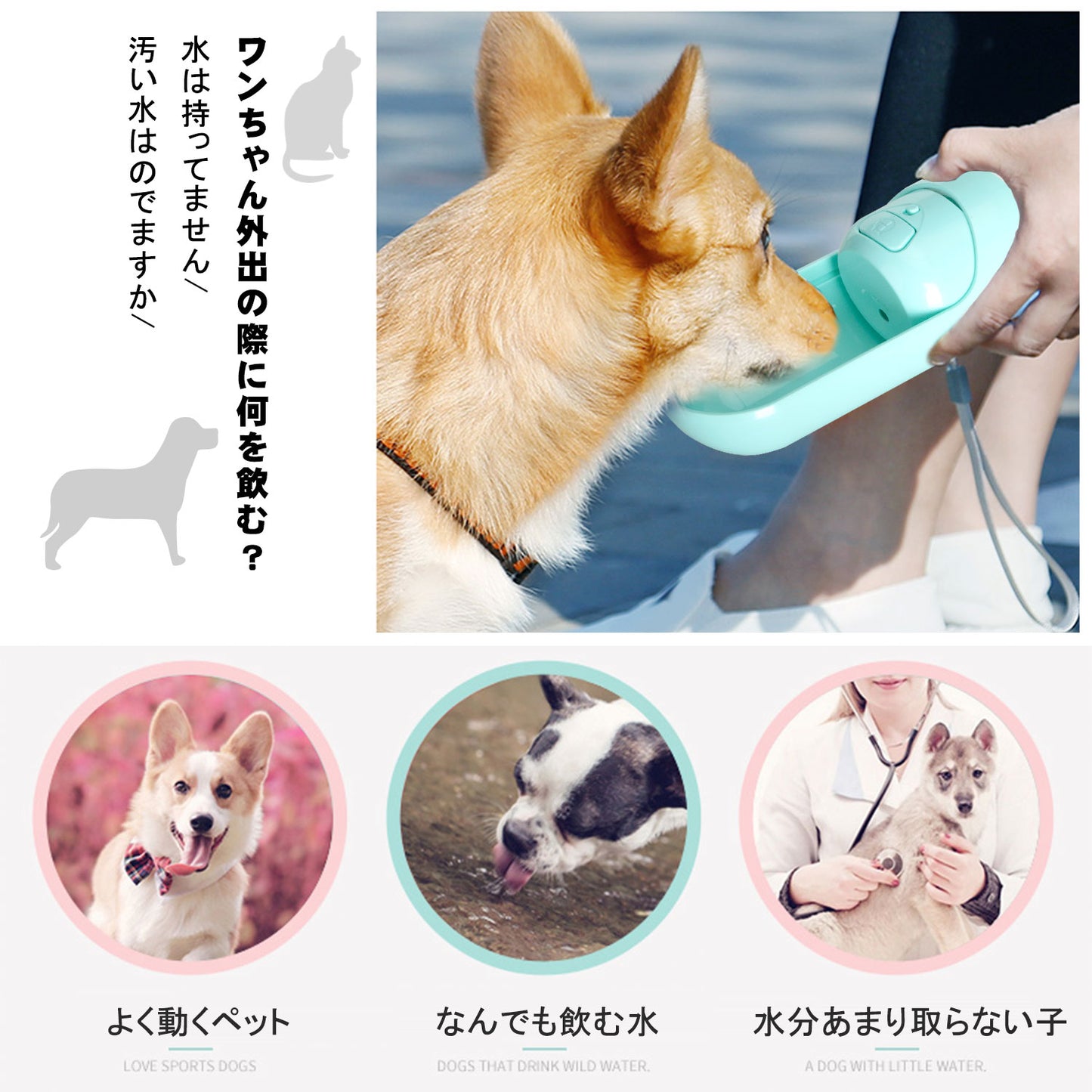 ペット用ウォーターボトルお得セット交換用 活性炭フィルター(2個付き) 緑/桜ピンク