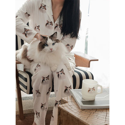 オリジナルパジャマセット 犬 猫 動物 写真プリント オリジナルグッズ オーダーメイド プレゼント 思い出 記念品 贈り物 メモリアル ポリエステル繊維