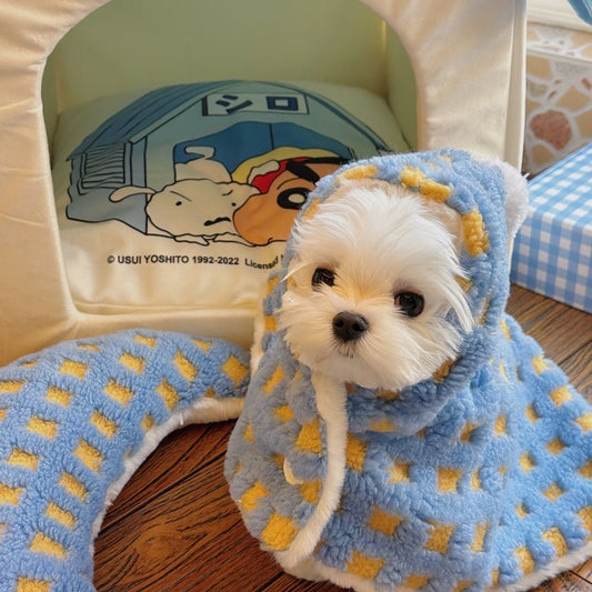 ペット用マント 防寒着 ブランケット 着る毛布 ペット毛布 犬 服 秋冬 暖かい 猫用品 両用ランケット  着脱簡単  犬猫用マット 洗える ポリエステル 袖なし