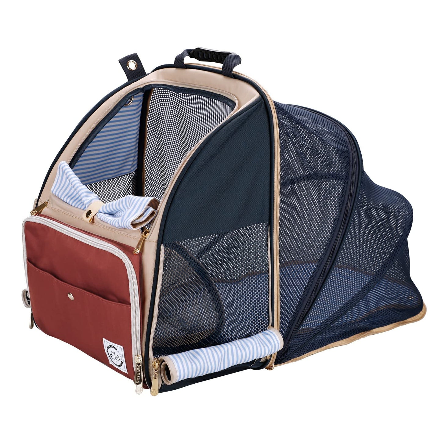 WinSun 犬 猫キャリーリュック 拡張可能 ペットキャリーリュック 折り畳み式 小型犬・中型犬 猫リュック 持ち運べるペットの広々空間 犬用 猫用きゃりーバッグリュック 通気性 お出かけ ドライブ旅行 通院 交通機関 避難用 犬 バッグ