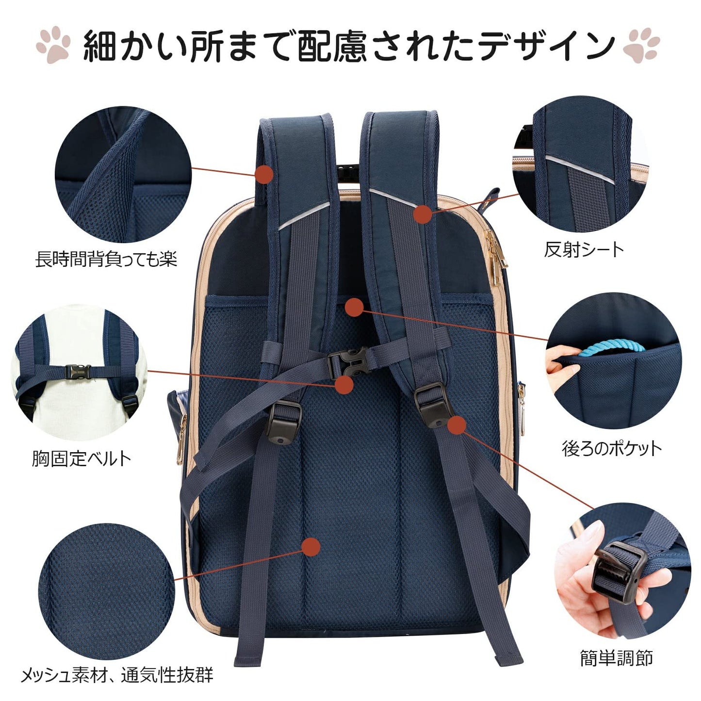 WinSun 犬 猫キャリーリュック 拡張可能 ペットキャリーリュック 折り畳み式 小型犬・中型犬 猫リュック 持ち運べるペットの広々空間 犬用 猫用きゃりーバッグリュック 通気性 お出かけ ドライブ旅行 通院 交通機関 避難用 犬 バッグ