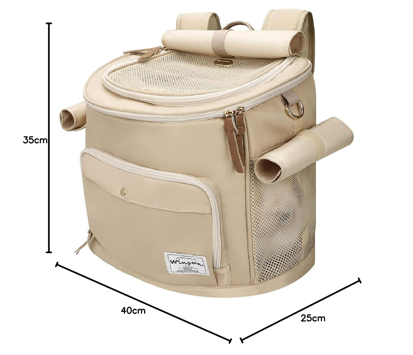 WinSun ペットキャリーバッグ バッグ リュック 犬キャリーバッグ 猫キャリーバッグ リュック 折りたたみ 中/大型猫 小型犬 3way仕様 通気性、安定性 引っかきや噛み傷に強い 旅行/通院/散歩/電車移動/避難用 (マット、飛び出し防止リード付き) ブラック