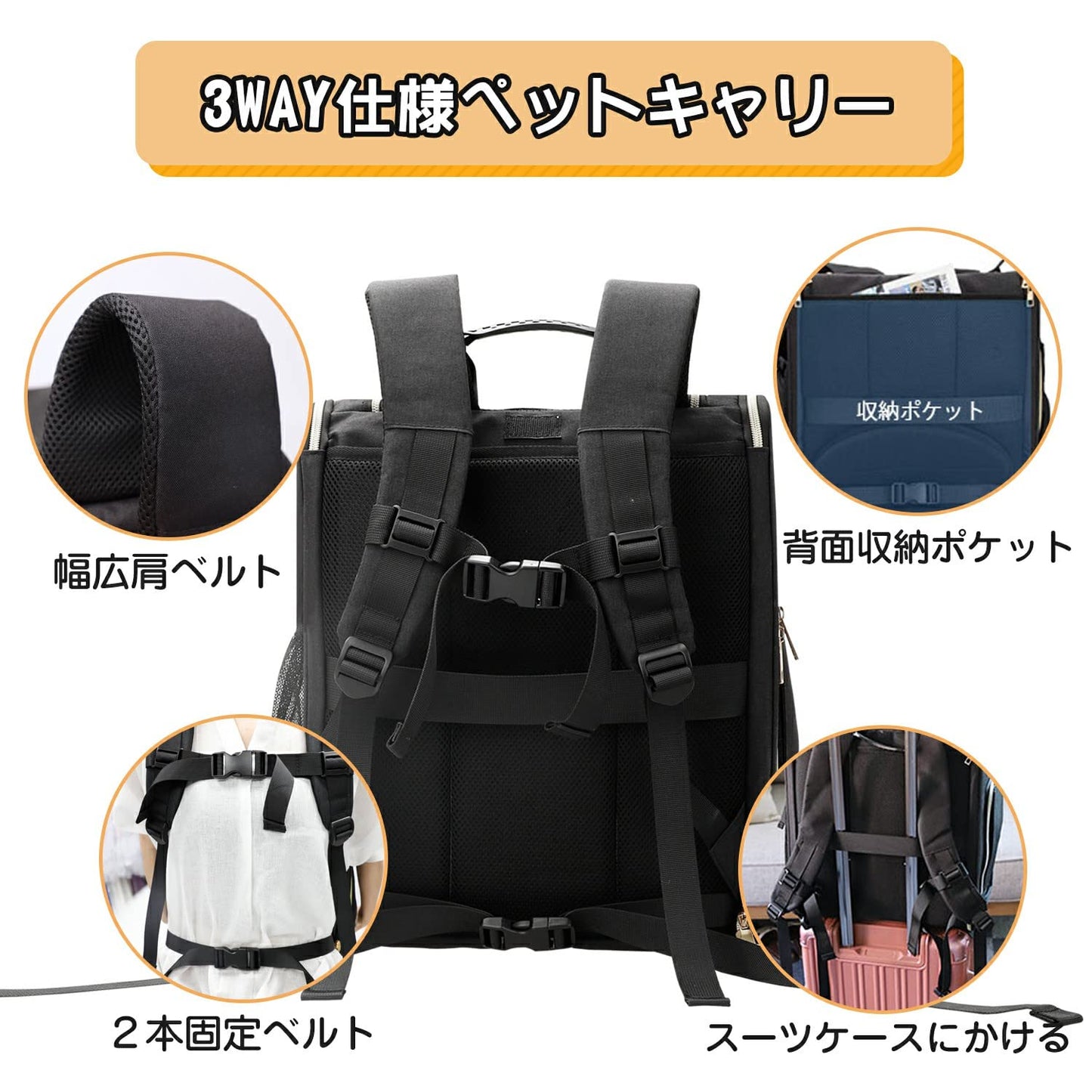 WINSUN　猫 リュック 犬 リュック ペットリュック 拡張 キャリーリュック 犬用りゅっく 中型犬 猫 キャリー リュック ペット 防災 自転車 避難 旅行 電車 猫キャリーバック 犬用リュック 小型犬 犬 キャリー リュック 折りたたみ